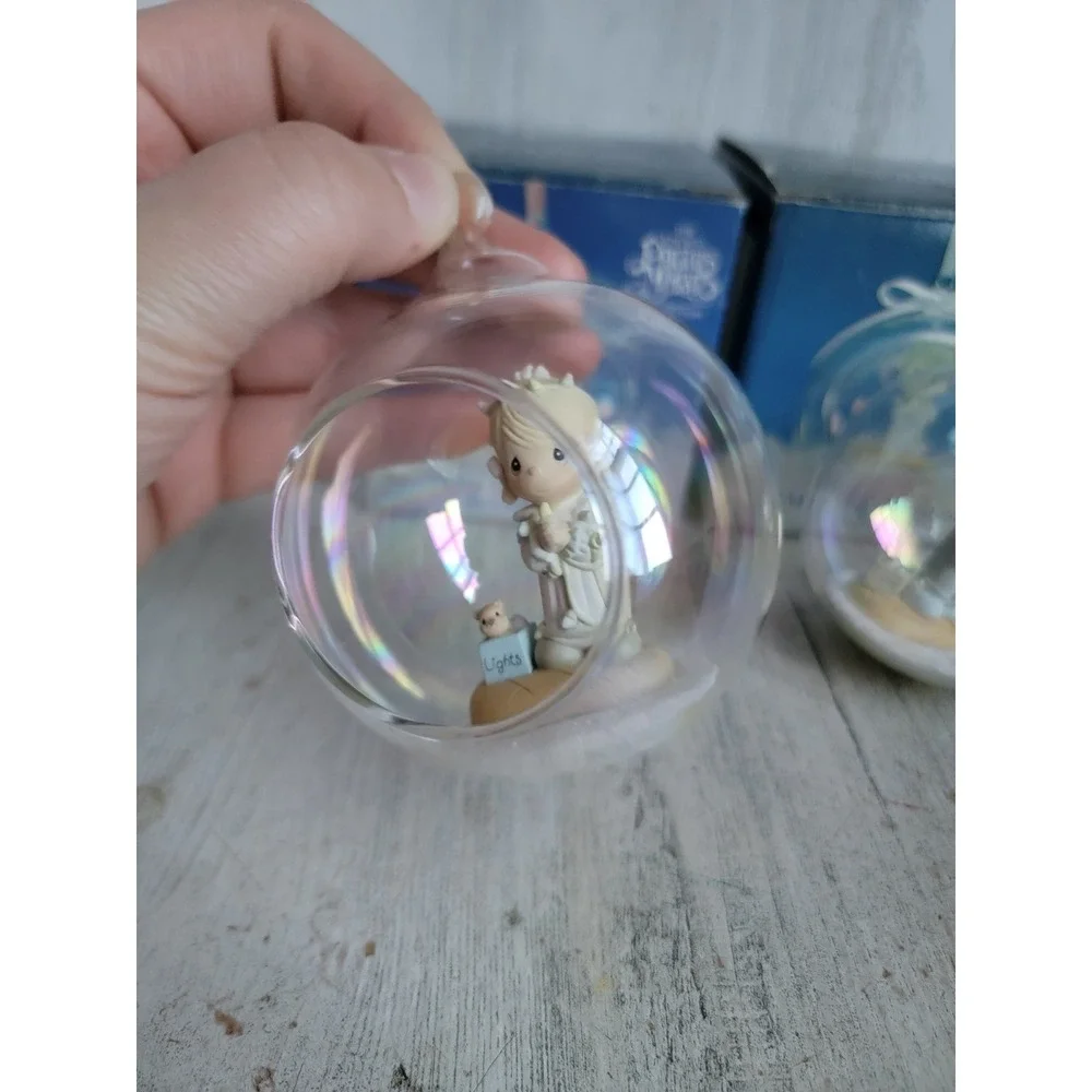 Precious‎ moments vintage glass ball boy girl ornament Xmas set